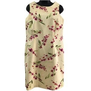 Vintage Classics by Eileen West yellow floral sleeveless dress size 10